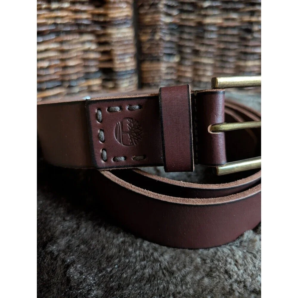 NWOT Timberland Leather Belt Men 42 Brown Western Boho Casual Minimalist Cowboy
